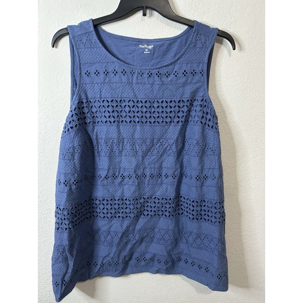 Kim Rogers Women’s Blue Knit Cotton Blouse Tank Top Shirt Size 2XL